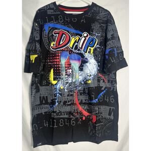 Contender Drip Black T-shirt Mens 3XL Sunglasses Paint Looking Graphic NWT